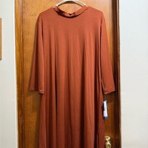 NWT Signature by Robbie Bee Terracotta Long Sleeve Dress. SHIPS NEXT DAY